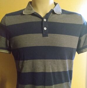 Banana Republic men's short sleeve collared polo. Blue and grey- medium